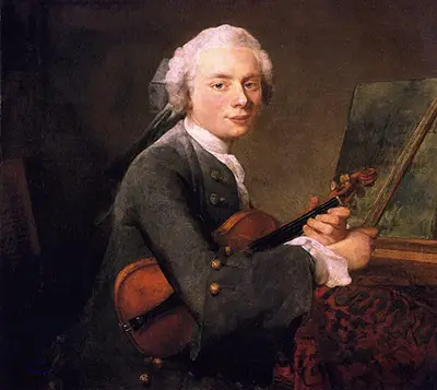 Young Man with a Violin (Portrait of Charles Theodose Godefroy) Jean-Baptiste-Simeon Chardin